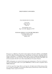 NBER WORKING PAPER SERIES PEER MIGRATION in CHINA Yuyu Chen Ginger Zhe Jin
