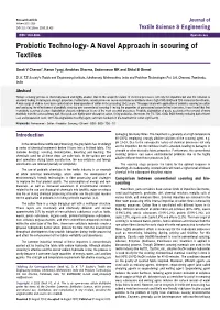 Probiotic Technology- a Novel Approach in Scouring of Textiles