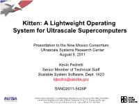 A Lightweight Operating System for Ultrascale Supercomputers
