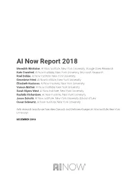 AI Now Report 2018