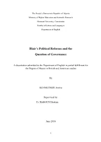 Blair's Political Reforms and the Question of Governance