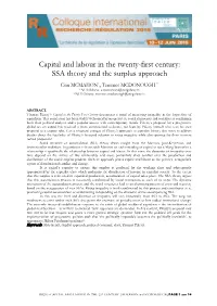 Capital and Labour in the Twenty-First Century: SSA Theory and the Surplus Approach