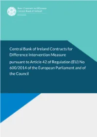 Central Bank of Ireland Contracts for Difference Intervention Measure