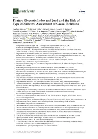 Dietary Glycemic Index and Load and the Risk of Type 2 Diabetes: Assessment of Causal Relations