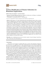 Surface Modification of Polymer Substrates for Biomedical