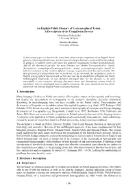 An English-Polish Glossary of Lexicographical Terms