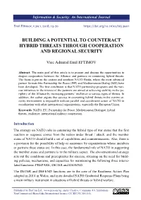 Building a Potential to Counteract Hybrid Threats Through Cooperation and Regional Security