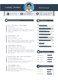 C AGNEL THOMAS Web Developer
