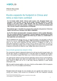 Keolis Expands Its Footprint in China and Wins a New Tram Contract (Pdf)
