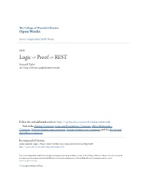 Logic -&gt; Proof -&gt; REST