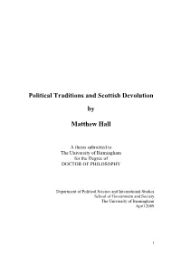 Political Traditions and Scottish Devolution