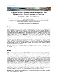 An Assessment of Current Practices on Landslides Risk Management: a Case of Kuala Lumpur Territory