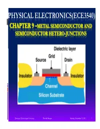 Chapter 9 –Metal Semiconductor and Semiconductor Heterohetero-Junctions-Junctions