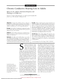 Chronic Conductive Hearing Loss in Adults Effects on the Auditory Brainstem Response and Masking-Level Difference