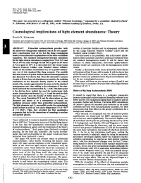 Cosmological Implications of Light Element Abundances: Theory DAVID N