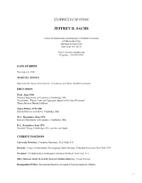 Jeffrey D. Sachs CV