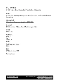 Scaffolding Learning of Language Structures with Visual‐Syntactic Text