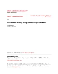 Towards Data Cleaning in Large Public Biological Databases
