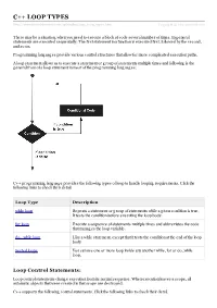 C++ LOOP TYPES Rialspo Int.Co M/Cplusplus/Cpp Lo O P Types.Htm Copyrig Ht © Tutorialspoint.Com