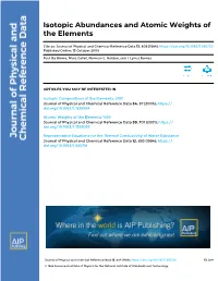 Isotopic Abundances and Atomic Weights of the Elements