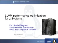 LLVM Performance Optimization for Z Systems