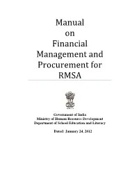 Manual on Financial Management and Procurement for RMSA