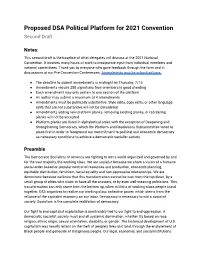 Proposed DSA Political Platform (Second Draft)