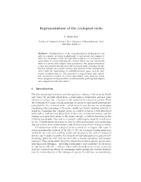 Representations of the Ecological Niche