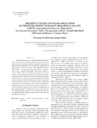 The Effect of Silicon Foliar Application on the Development of Season Ornamental Plants