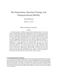 War Reparations, Structural Change, and Intergenerational Mobility