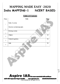 2020 India MAPPING-1 NCERT BASED