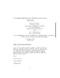 A Complete Bibliography of Publications in Isis, 1940–1949