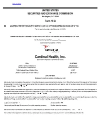 Cardinal Health, Inc. (Exact Name of Registrant As Specified in Its Charter)