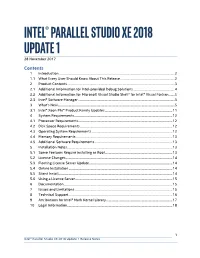 Intel® Parallel Studio XE 2018 Update 1 Release Notes