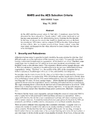 MARS and the AES Selection Criteria IBM MARS Team May 15, 2000