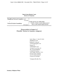 Memorandum in Support of Plaintiffs' Motion for Summary Judgment