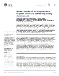 NOVA2-Mediated RNA Regulation Is Required for Axonal Pathfinding
