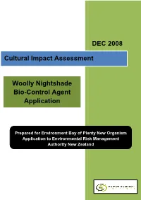 Woolly Nightshade Bio-Control Agent Application