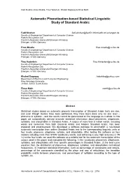 Automatic Phonetization-Based Statistical Linguistic Study of Standard Arabic