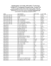 Designated Departmental Contact List