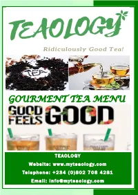 Gourment Tea Menu