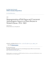 Homogenization of Fish Faunas and Concurrent Anthropogenic Impacts on Plains Streams in Western Kansas: 1854–2003 Mark E