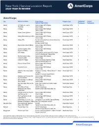 New York | Service Location Report 2020 YEAR in REVIEW
