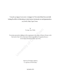 Towards Ecological Restoration Strategies for Penisula Shale
