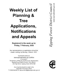 Weekly List of Planning & Tree Applications, Notifications And