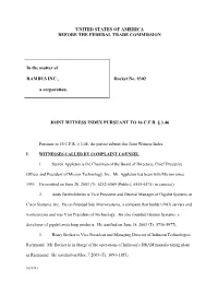 9302-Rambus-JOINT WITNESS INDEX PURSUANT to 16 C.F.R