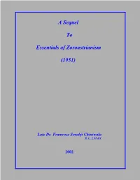 A Sequel to Essentials of Zoroastrianism