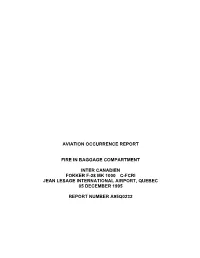 Aviation Occurrence Report Fire in Baggage