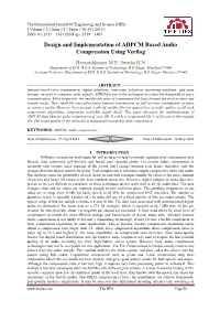 Design and Implementation of ADPCM Based Audio Compression Using Verilog