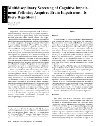 Ment Following Acquired Brain Impairment. Is There Repetition?